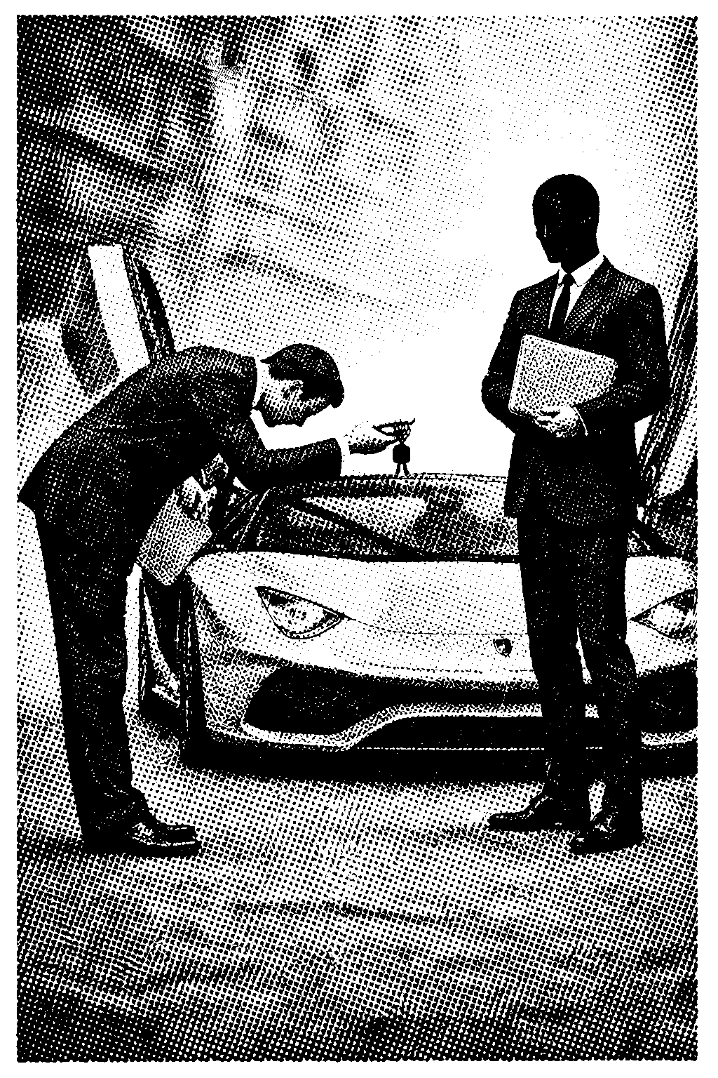 Ilustrace mechanismu manipulace a kognitivních procesů v lidském mozku, černobílý rastrový styl